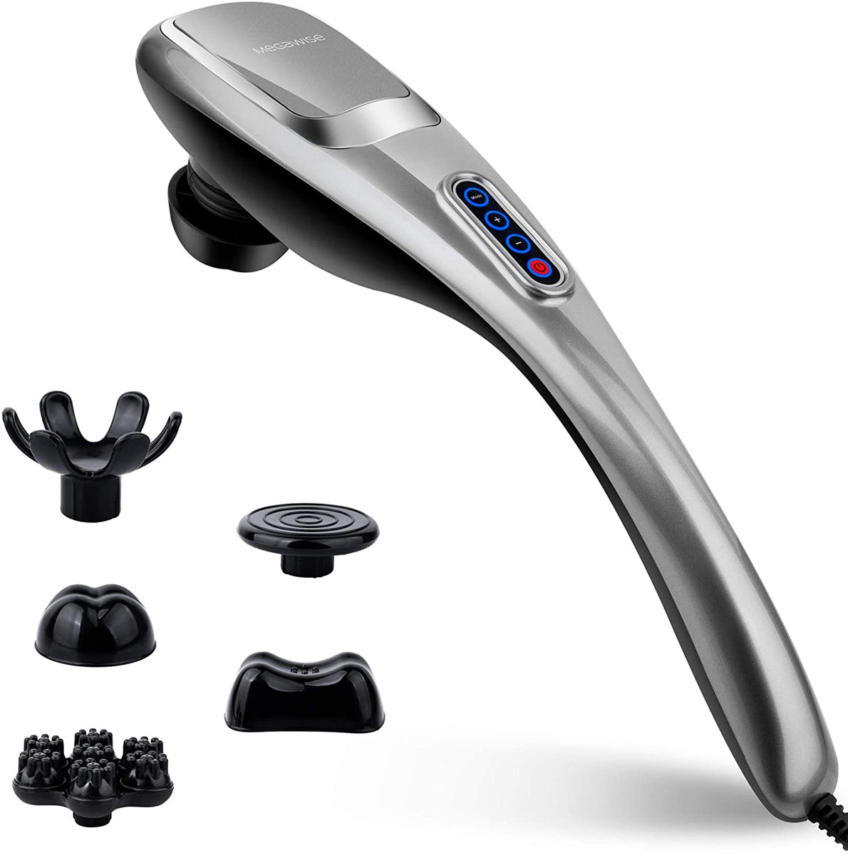  MEGAWISE CORDLESS Handheld Back Massager w/ Rechargeable  3200mAh Battery, 5 Speed and 5 +2 Massage Nodes with hard, medium and 2  soft silicone Nodes; Massage while moving around (Perarl White) : Health &  Household