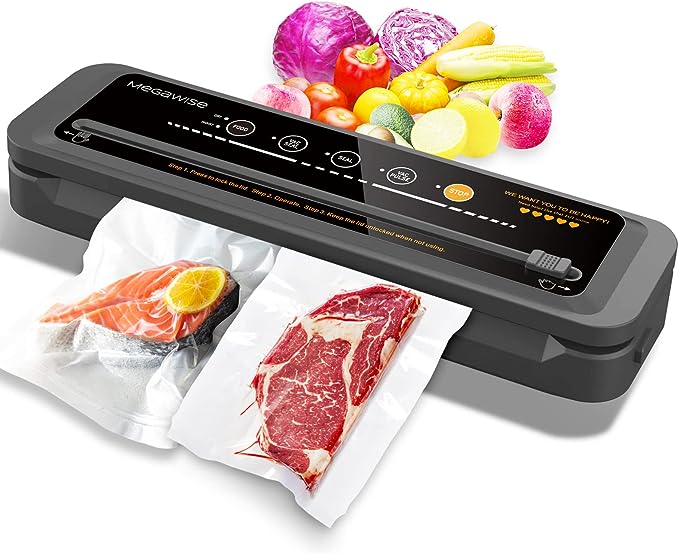 MEGAWISE 80kPa Vacuum Sealer, One-Touch Automatic Food Saver with Dry Moist Fresh Modes