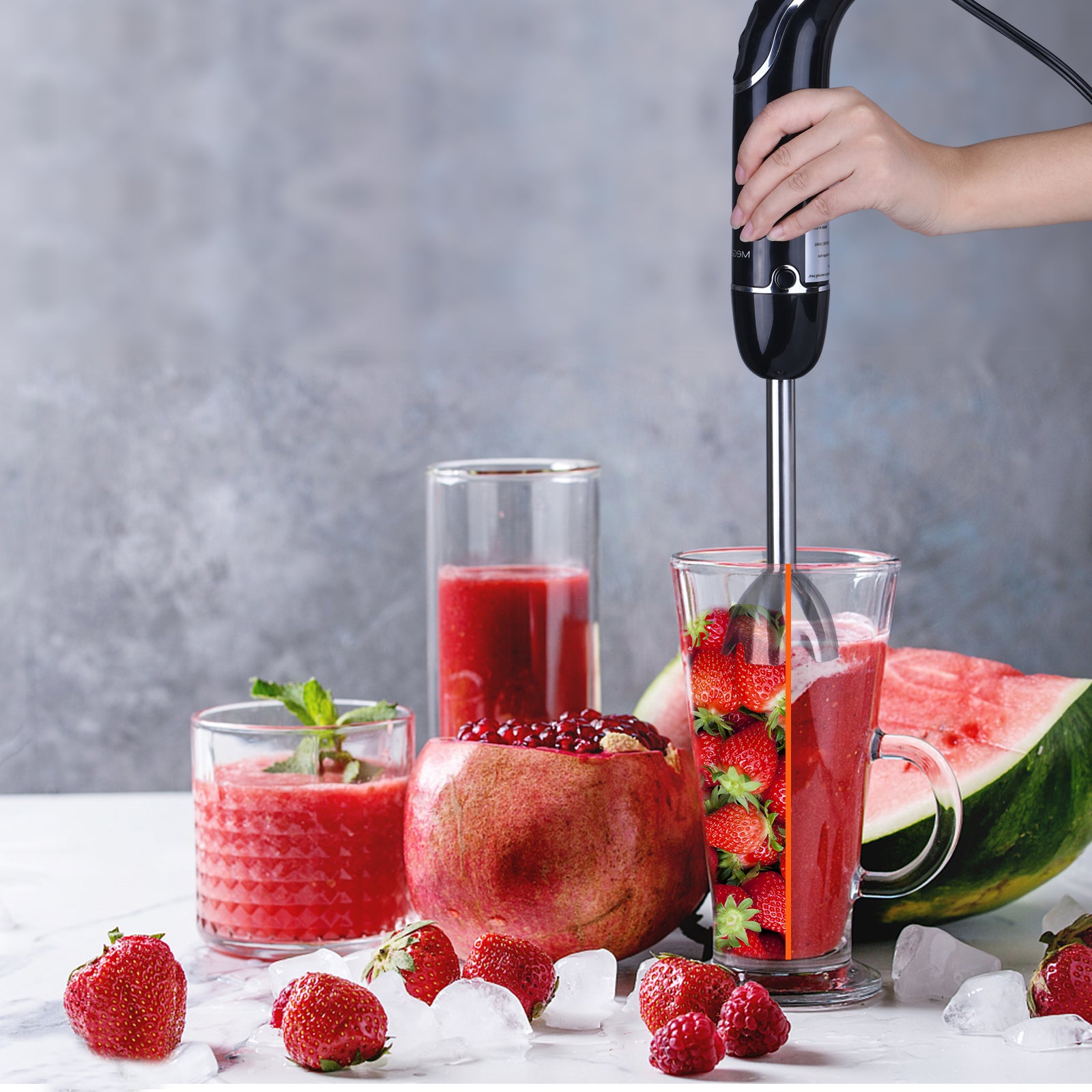  3-in-1 Immersion Hand Blender: 3-Angle Adjustable with Variable  21-Speed Control, Powerful Hand Blender Electric for Milkshakes, Smoothies, Soup, Puree