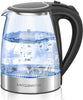 MEGAWISE 1.8L Electric Glass Kettle, 1000W Fast Boiling BPA-Free Kettle with Auto Shut-Off & Boil-Dry Protection, Borosilicate Glass & Food-Grade Stainless Steel