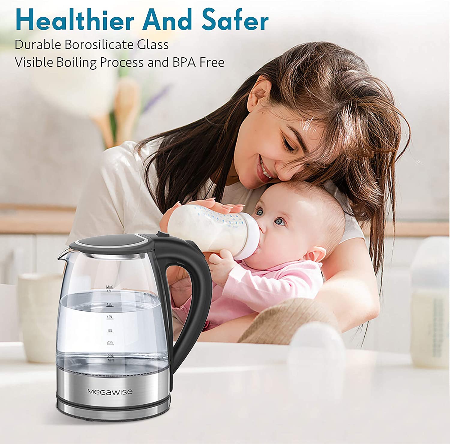  MEGAWISE 1.8L Healthy Electric Kettle, 1500W