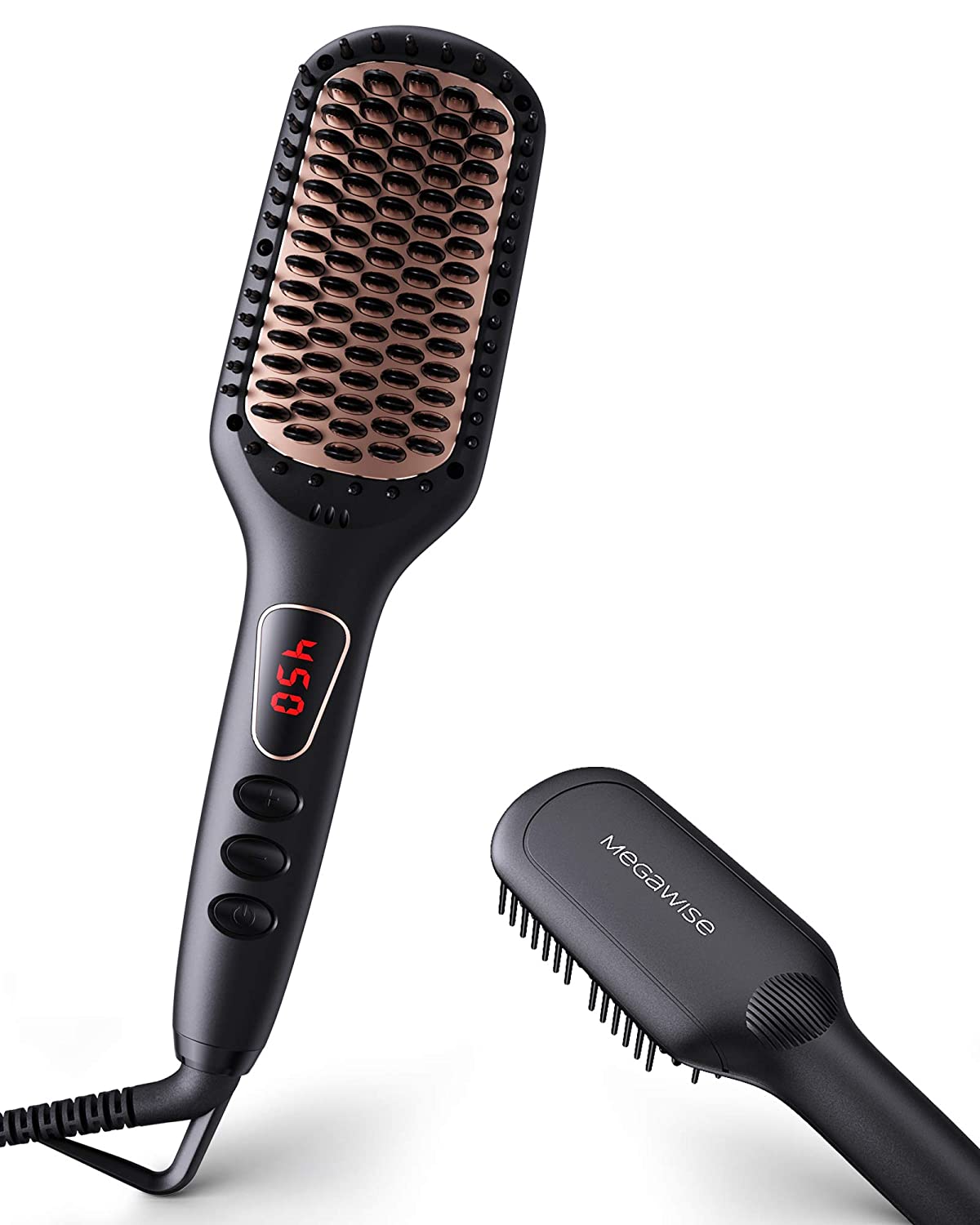 MEGAWISE Enhanced Ionic Anti Scald Hair Straightener Brush with Univer Megawise